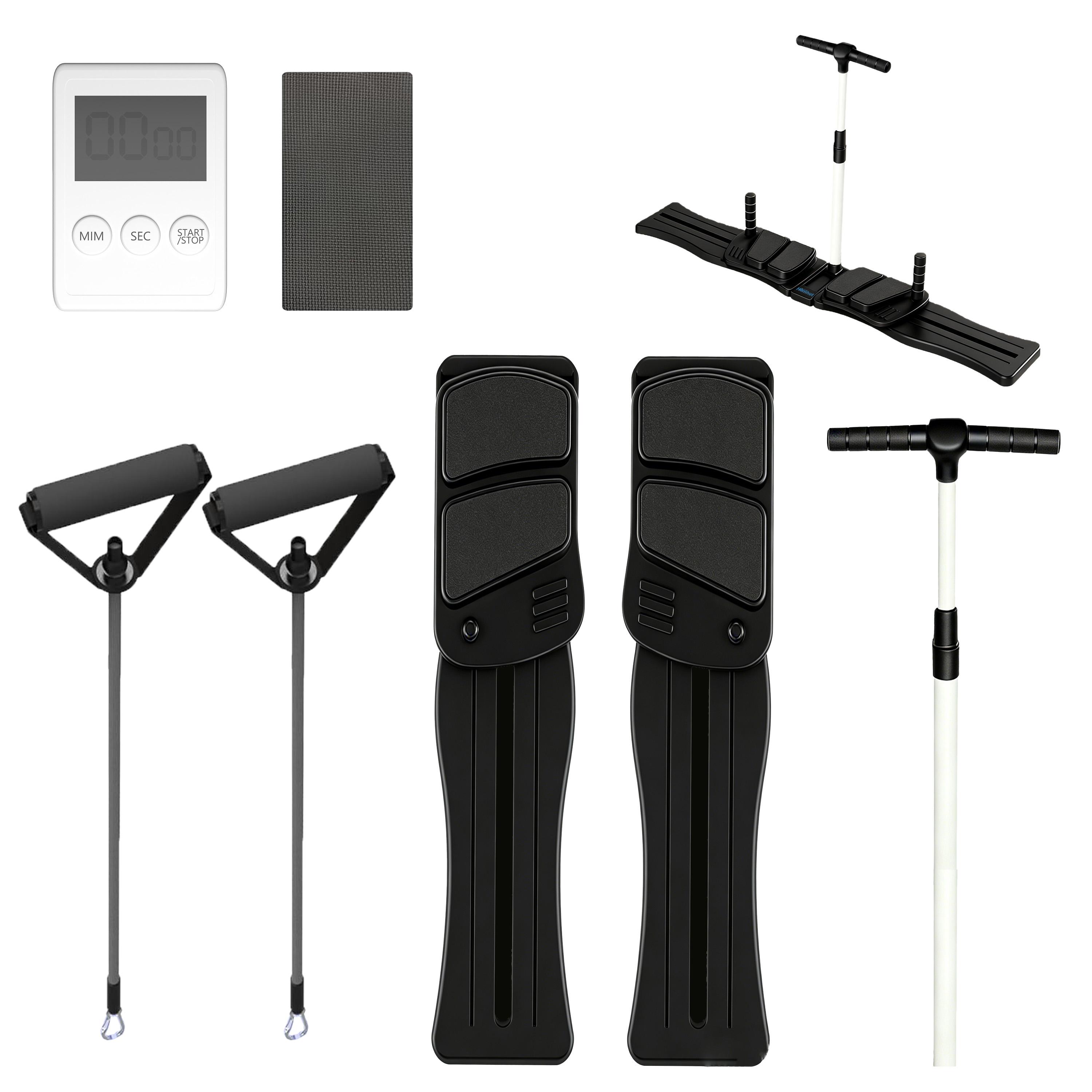 Foldable Ski Workout Machine with Adjustable Resistance Bands & Digital Display for Lower Body Fitness at Home Compact & Portable