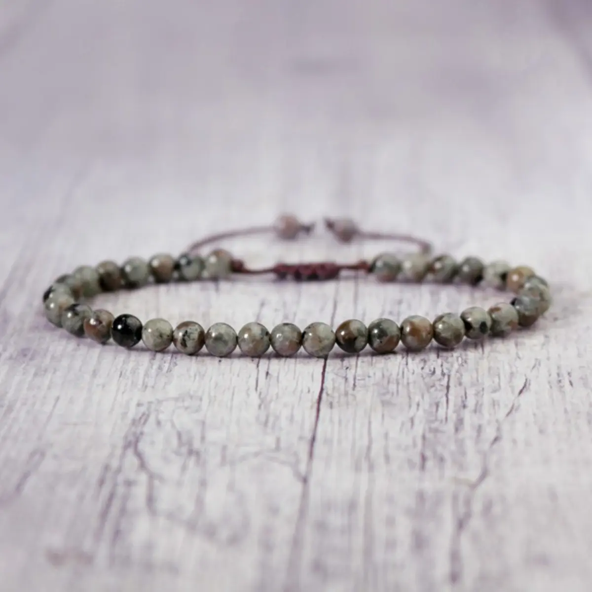 Liz Creation Studio Unisex Natural Crystal Bracelet - 4mm Handmade Round Natural Yooperlite Beads, Adjustable Boho Bangle, UV Light Flame Color Unique Crystals for Daily & Meditation Use, Birthday Gift Option, Natural Crystal Jewelry, Boho Design
