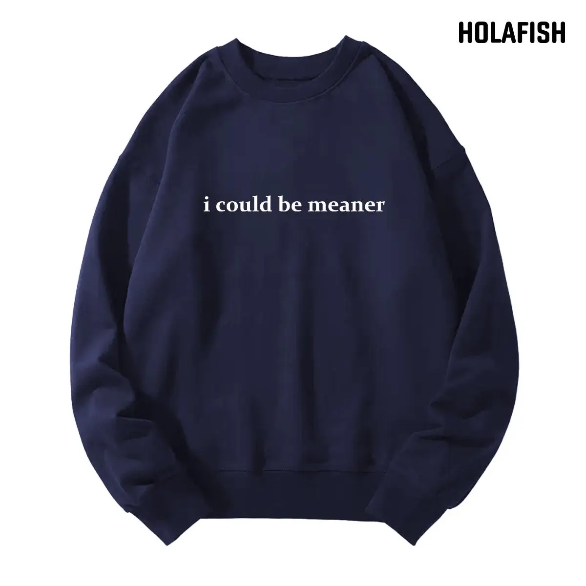Holafish Women's Unisex Oversized Retro Cotton Sweatshirt - Letter Printing, Long Sleeves, Comfy Casual Everyday Soft Winter Top - Festive Holiday Gift