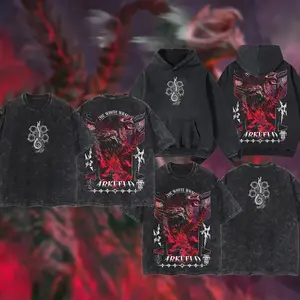 Monster Hunter Wild ARKVELD - THE WHITE WRAITH 11.11 Retro Vintage Unisex Oversize Anime Manga Acid Washed Heavyweight Cotton T-shirt, Anime Merch, Gift For Anime Fan. Menswear Oversized