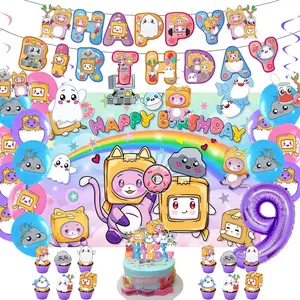 Cartoon Lankyboxs Game Box Theme Birthday Party Customized Decoration Banner Balloon Baby Shower ﻿Children Photography Prop Gift