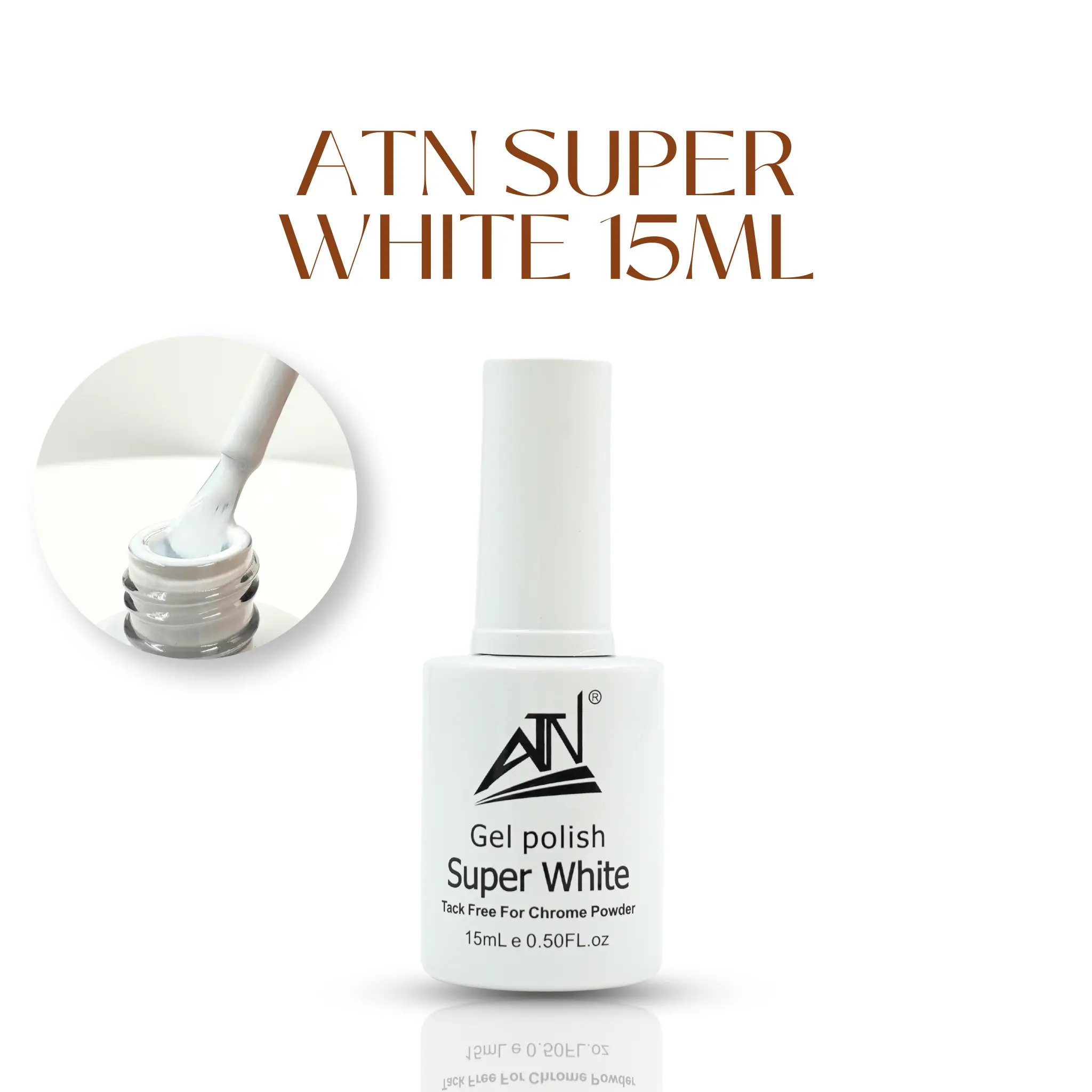 ATN Super White Nail Polish, 15ml Cosmetic Polish - NEW