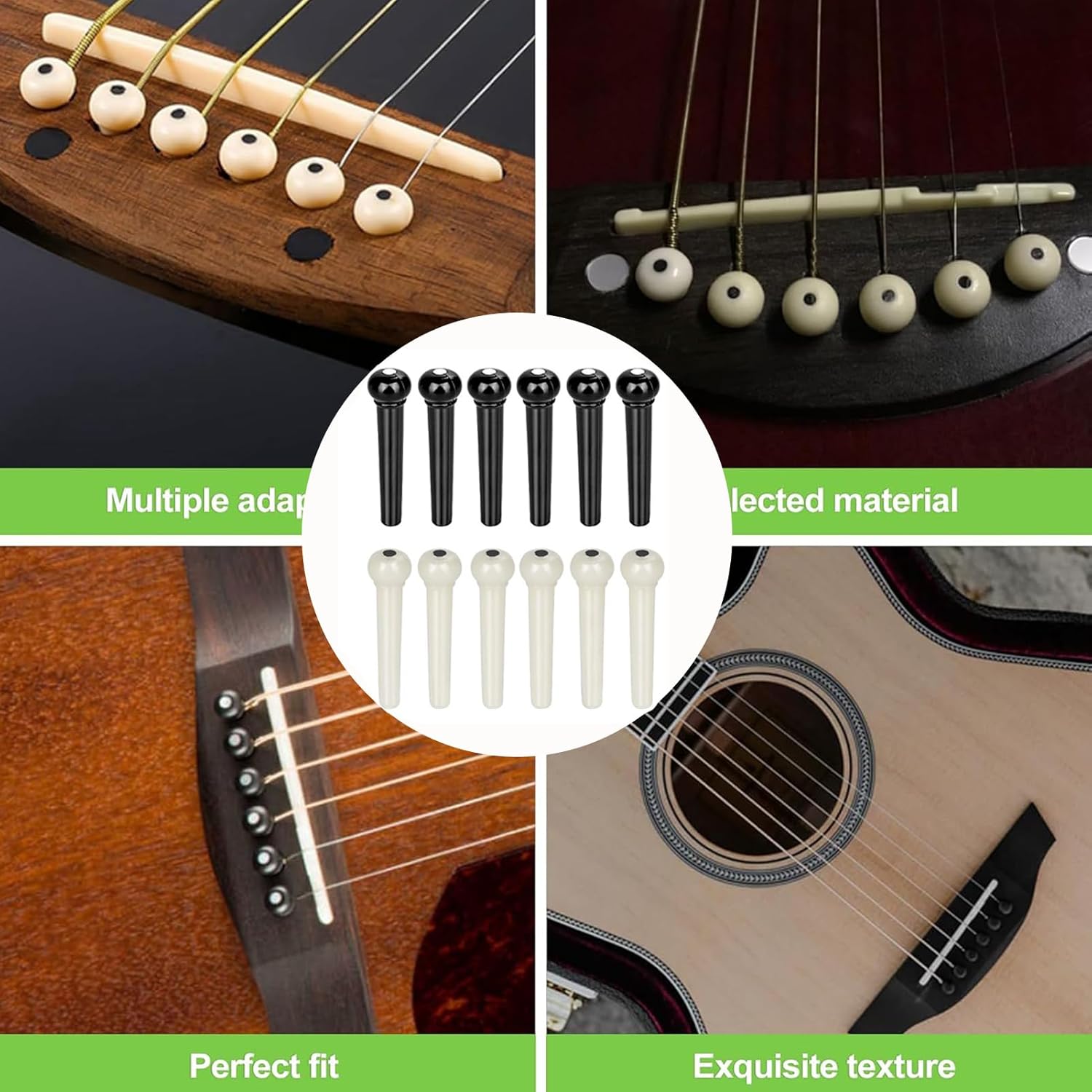 Acoustic Guitar Accessories Kit with Strings, Picks, Capo, Bridge Pins, Nut, Saddle, and 3-in-1 String Winder Cutter Pin Puller