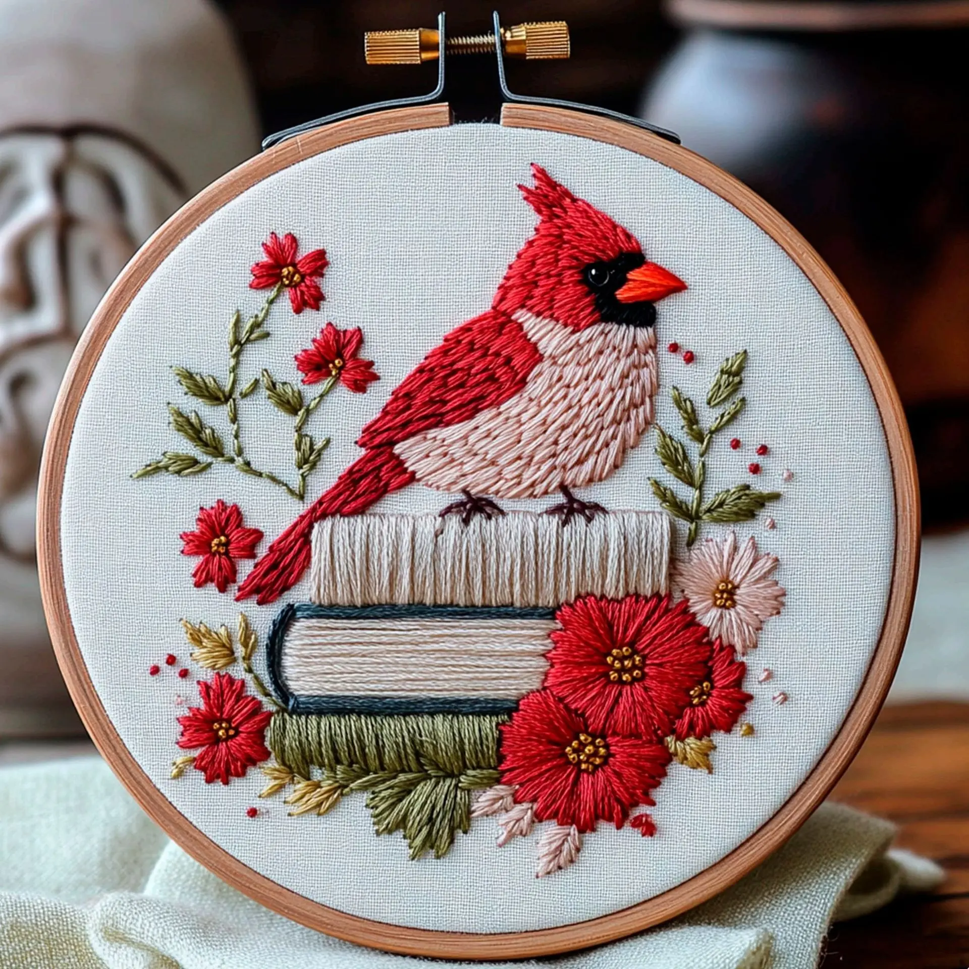 Beginner Embroidery Kit, Elegant Cross Stitch Set, Embroidery Design Set for DIY Enthusiasts, Flower Embroidery, Handmade Embroidery, Includes Printed Cotton Fabric, Threads, Needles, Pattern Guide, Embroidery Craft, Needle Crafts Kit