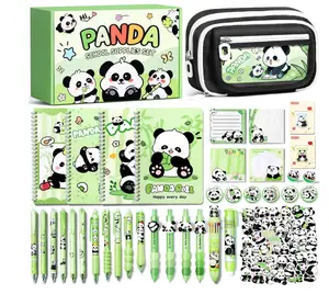 Kids School Supplies for Girls Age 5 6 7 8-12 13 14 Year Old, 36PCS Kawaii Tween Teen Girl Birthday Christmas Gift Cute Panda Stationery Set w/ Pencil Case Gel Pen Pencil Sticker Notebook Sticky Note