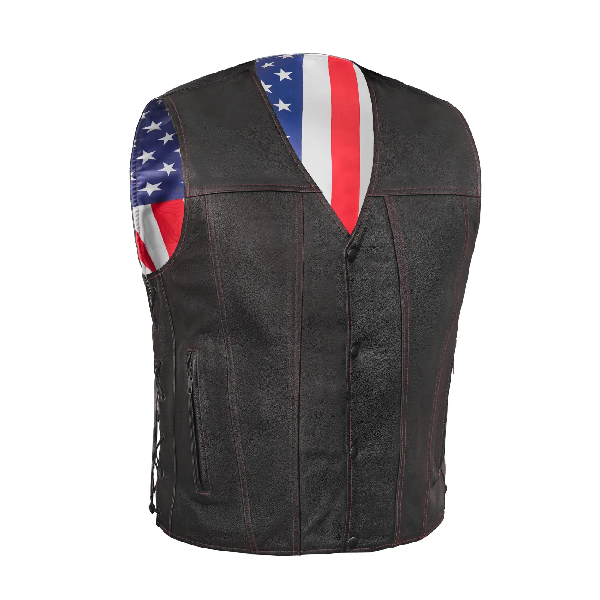 Honor™ Men's Motorcycle Leather Vest - Laced Riding, Bike-Style, Protective Automotive & Motorcycle Gear, Laced Riding Vests, Bike Style Vests