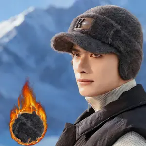 Men's winter hat, ear-protecting windproof Lei Feng hat, men's winter cotton hat, cold-proof, fleece-lined, thickened knitted wool hat