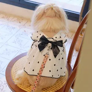 A Cute And Romantic Heart-Shaped Bow Tie Dress with Ruffles, Perfect for Pets to Wear at Parties Or at Home And Outdoors