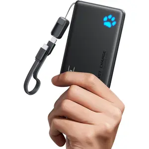 45W Fast Charging Portable Charger, 40% Smaller 10000mAh with Detachable Cable, Flight-Safe Travel Power Bank, USB C External Phone Battery Pack for iPhone 17 16 Pro iPad Samsung S26 Google etc