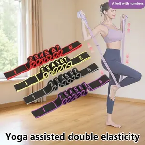Digital Stretch Resistance Band Yoga Pull Rope Fitness Belt, Multi-Section Yoga Extension Strap for Glute & Leg Muscle Training, Fitness Bands