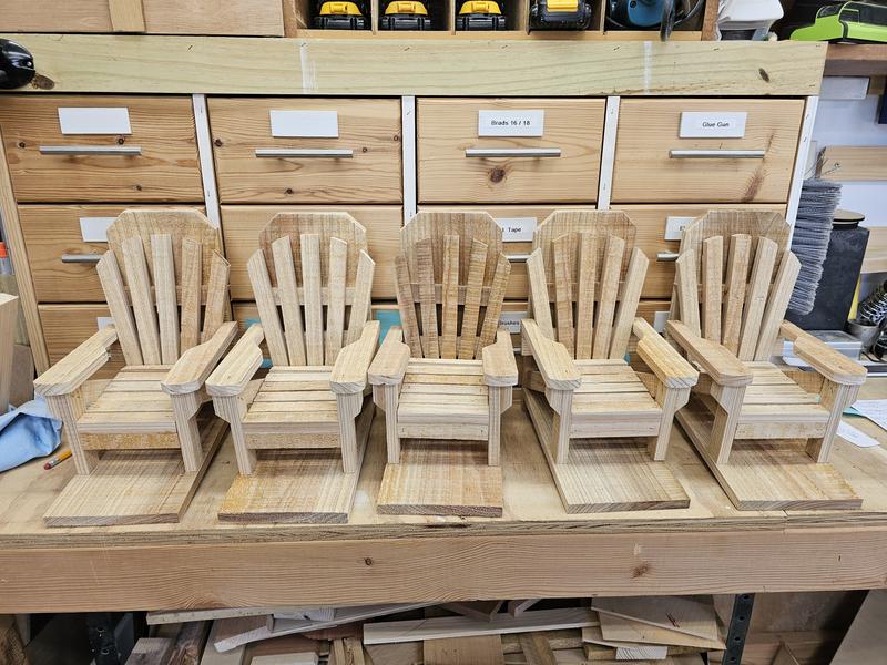 Adirondack chair Squirrel feeder for garden or backyard Hand Crafted by Nanny & Papaw