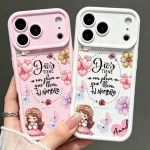 Christian Quote "Dios Tiene un Plan" Soft TPU Shockproof iPhone Case, Aesthetic Flowers Faith Cover for iPhone 1-17 Pro Max Plus Air, White Smartphone Accessory Perfect Gift for Girls TYJT260601001-1