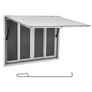 GARVEE Concession Window for Food Truck (36x36 inch) – Aluminum Alloy Serving Window with 4 Panels, Mesh Screens & 85-Degree Awning Door, Ideal for Food Trucks & Concession Trailers