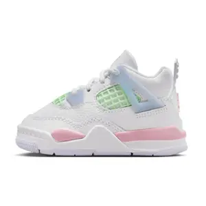Toddler's Jordan 4 Retro "V-Day" White/Med Soft Pink-Half Blue (IB7070 100)