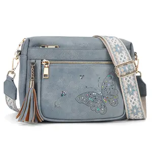 APHISON Women's Fashionable Crossbody Bag with Adjustable Shoulder Strap, Butterfly Elegant PU Leather Zipper Shoulder Bag for Work, and Casual Outings Trendy Versatile High-quality Affordable Luxury Small Bag for Fall 2025