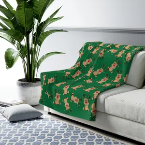 Cute Reindeer Pattern Sherpa Blanket | Christmas Cozy Throw