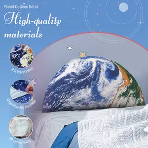 Space planet support pillow, multifunctional space printed cushion, creative semi-circular pillow, very suitable for bedroom, living room, and children's room decoration pillows