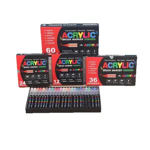 36 Color Acrylic Paint Pen Set, Art Marker Set, Dual Head Brushes for Rock Painting & DIY Crafts, Ideal School Supplies, Random Colors