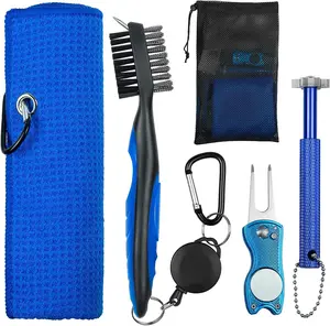Golf Club Cleaner,Golf Towel,Golf Club Brush,Golf Club Groove Sharpener and Divot Repair Tool with Golf Pouch Bag,Golf Accessories for Men,Golf Ball Cleaner