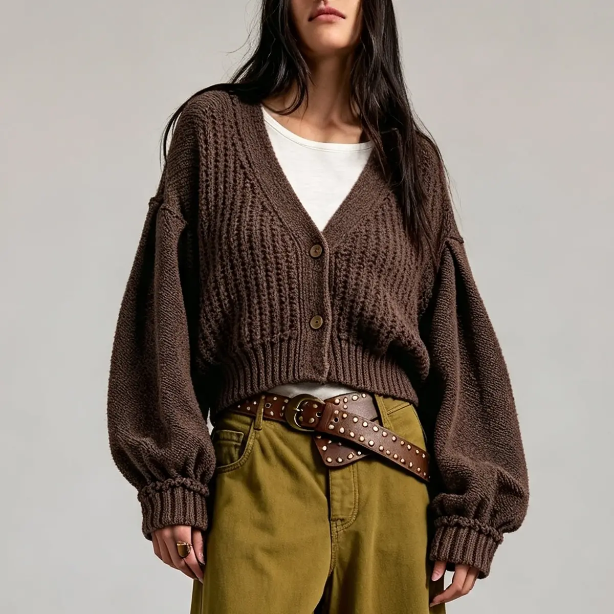 Women's Sweater Heavyweight Mohair Blend Waffle Knit Vintage American Relaxed Style For Daily Commute Casual Outings