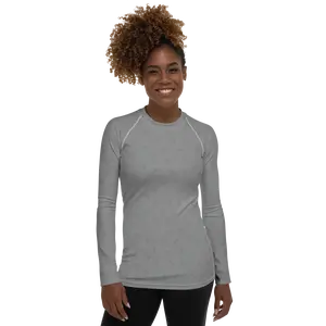 Grey fitted long-sleeve undershirt for mothers, babies, NICU staff, L&D nurses, and healthcare workers; suitable for uniforms