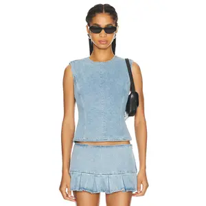 LIONESS Countryside Top in Classic Denim