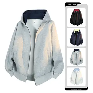 Men's Spring And Autumn Trendy Brand High-Quality Loose Cardigan, Hooded Round Neck Men's Sweatshirt, Couple Long Sleeve Casual Versatile Top, Men's Hooded Zipper Jacket