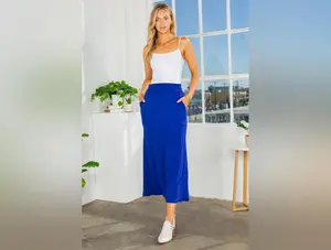 High Waist Jersey Skirt with Side Pockets