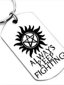 Supernatural - Always keep the battle stainless steel Gothic Cross keychain, film and television enthusiasts collect small gifts, the perfect gift for family and friends, Cool Keychains