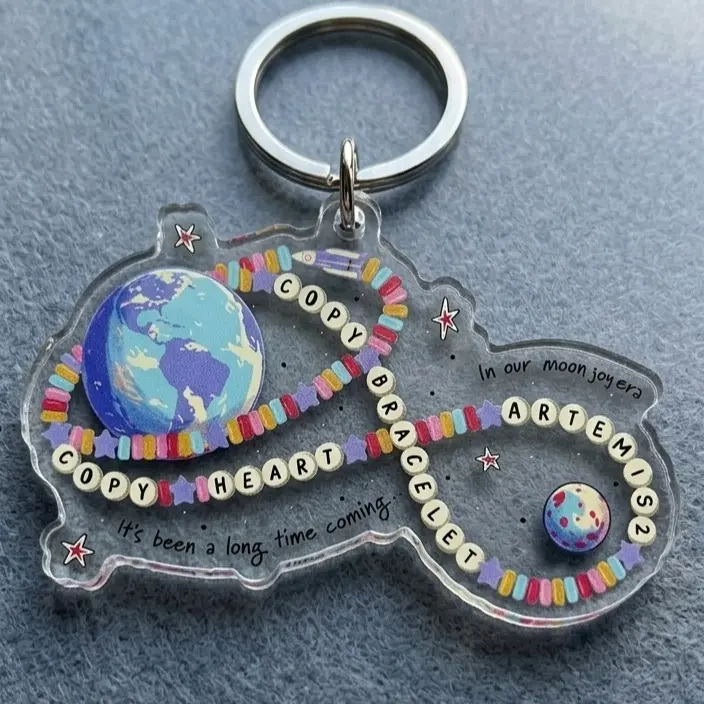 Copy Heart Copy Bracelet Keychain, Artemis II NASA Mission Keychain, Moon Mission Graphic Merch, Astronomy Fan Gift
