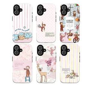 Cute Cartoon Monkey Christian Scripture Tough Phone Case, Pastel Inspirational Bible Verse Phone Cover, Curious Georgee Protective Cover, Gift for Fans,phone Case Suitable for Iphone 11/12/13/14/15/16/17 Pro Promax Plus Air