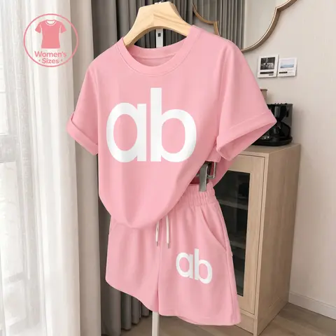 Women's 2-Piece Minimalist Cotton Casual Style Matching Set - Lightweight Crew Neck Top, Elastic Waist Shorts, Soft Breathable Comfortable Loose Fit, Outdoor Vacation Beach Clothes for Women