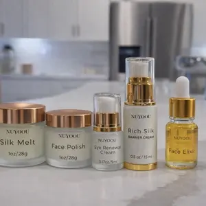 NYOOU Radiance Ritual 5-Piece Skin Renewal System - Includes Silk Melt, Face Polish, Eye Renewal Cream, Rich Silk Barrier Cream, and Face Elixir