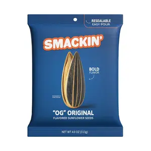 Original - SMACKIN' Jumbo Roasted Sunflower Seeds, No Salty Burn, American Made, Easy Pour & Seal, 4oz Bag