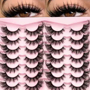 14 Pairs Water Mink Eyelashes Natural Full False Lashes, Reusable Cat Eye Lashes, Voluminous and Long-Lasting, Strip Fake Eyelashes