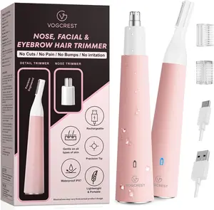 VOGCREST Hair Identifier Spray & Facial - Nose Hair Remover: 2 in 1 Painless Electric Shaver and Nose Trimmer - Rechargeable Hair Removal Tool Smooth Comfort