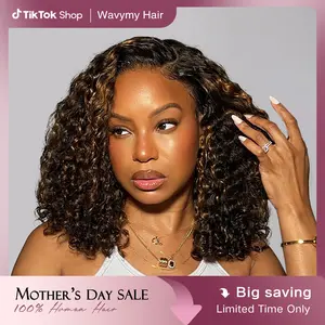 Wavymy TikTok Viral Wear Go Side Part Casual Blonde Highlights  250% Density Water Wave Minimalist 7x5 Pre-cut Lace Closure Wigs Dome Cap Glueless with Natural Hairline Wig#SummerVibes