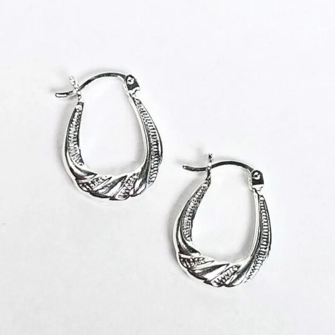 Hammered Huggie Mini Hoop Earrings (17mm) -  925 Sterling Silver