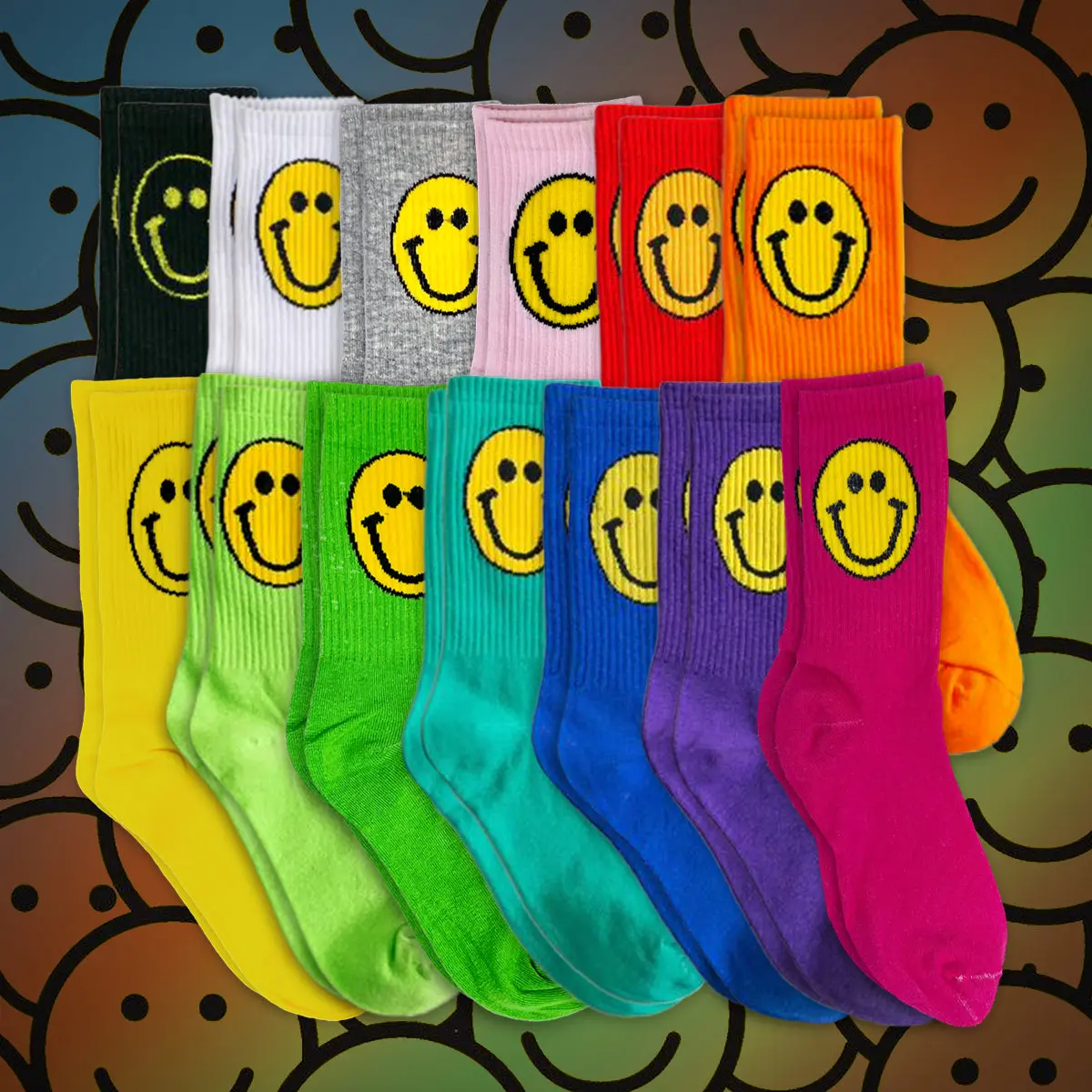 Smiley Face Socks - Fun, Colorful Knit Socks for Cozy Comfort and Positive Vibes ladies socks  women Womenswear Casual Love Unisex Outfit