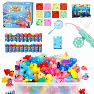 Magic Water Elf Toy Kit - DIY Aqua Fairy Gel Kit with 20Color Gels, 10 Sea Creature Molds, Fishing Rod, Net &Stirring Stick, Make Your Own Water Pets, Fun STEMSensory Craft Kit, Birthday Party Favors & Summer ActivityGifts for Kids Ages 3+