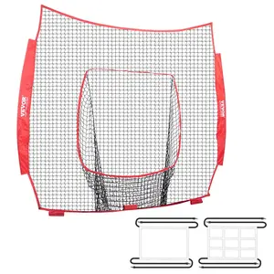 VEVOR 7x7 ft Baseball Softball Practice Net, Portable Baseball Training Net for Hitting Batting Catching Pitching, Backstop Baseball Equipment Training Aids with Strike Zone, (No Ball Basket)