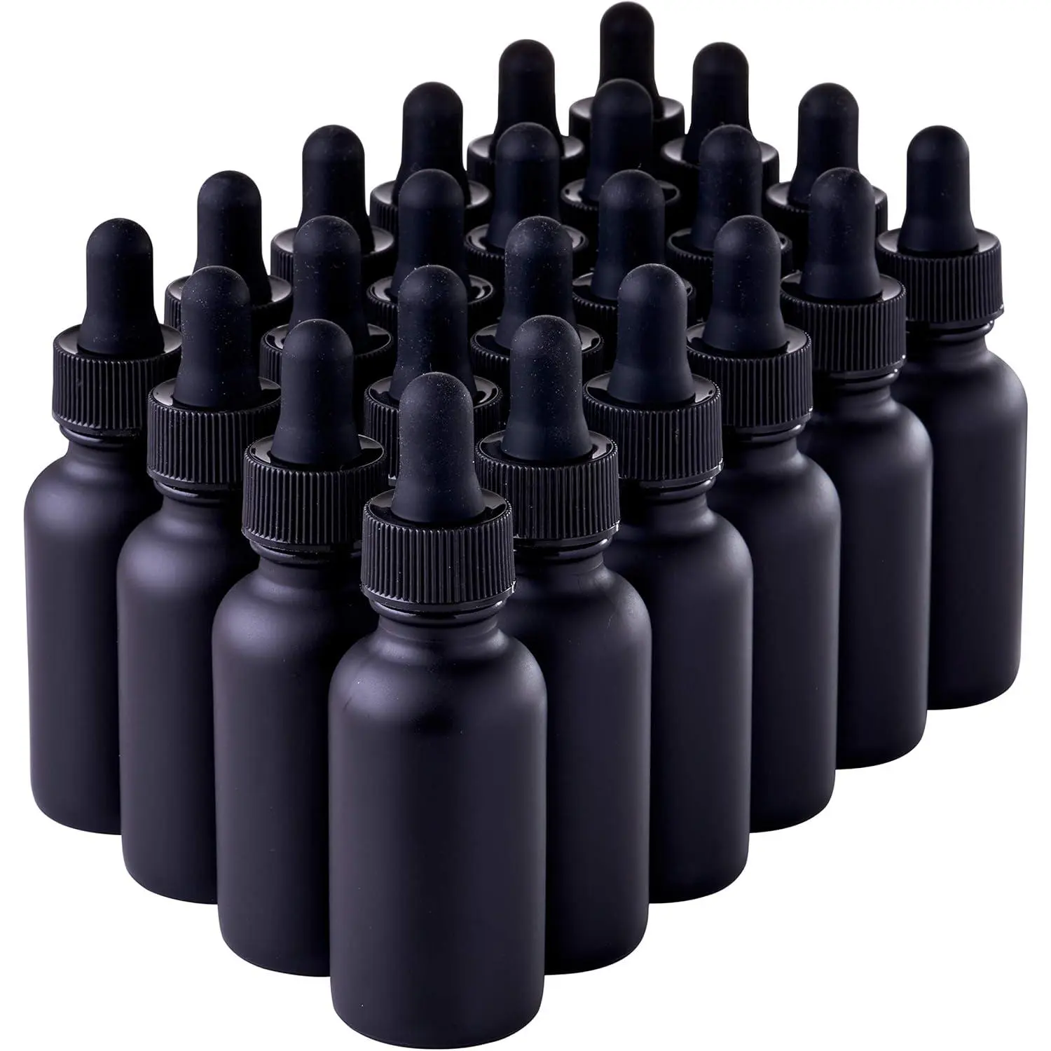 Black Boston Round 1 oz Dropper Bottles | Glass Dropper Bottles for Essential Oils &  | Travel Size 24 Pack
