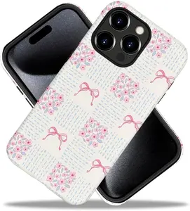 Pink Coquette Bow & Floral Phone Case  Girly Balletcore Aesthetic Cover | Vintage Ribbon Design Shockproof Case for iPhone 15 14 13