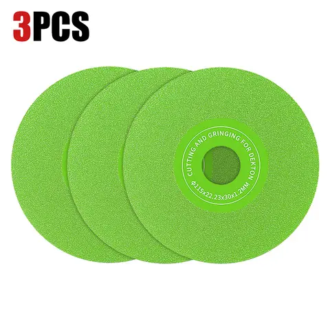 LOZLIN 3PCS 4.5" (115mm Dia) High Density Diamond Sand Silicon Carbide Cut Saw Blades, 22.23mm Aperture, Brazing Process, for Tile/Ceramic Cutting, Chamfering, Polishing, Power Tools Angle Grinder Accessories