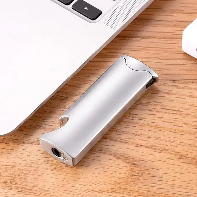 Refillable Butane Torch Lighter: with Bottle Opener, Slim and Compact.(Silver) High Temperature Turbine Spray Gun Lighter