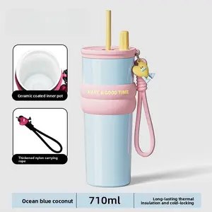 High-Value Handheld Insulated Cup Car Mug, 316 Stainless Steel Ceramic Coated, Large Capacity Coffee Water Bottle, Portable Travel Cup