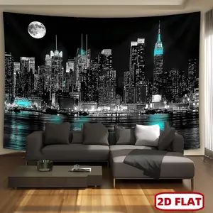 1pc 2D Flat Urban Architecture Tapestry - Ultra-Large Durable Polyester Tapestry with High-Definition Digital Print, Glam Decorative Indoor Living Room Decor