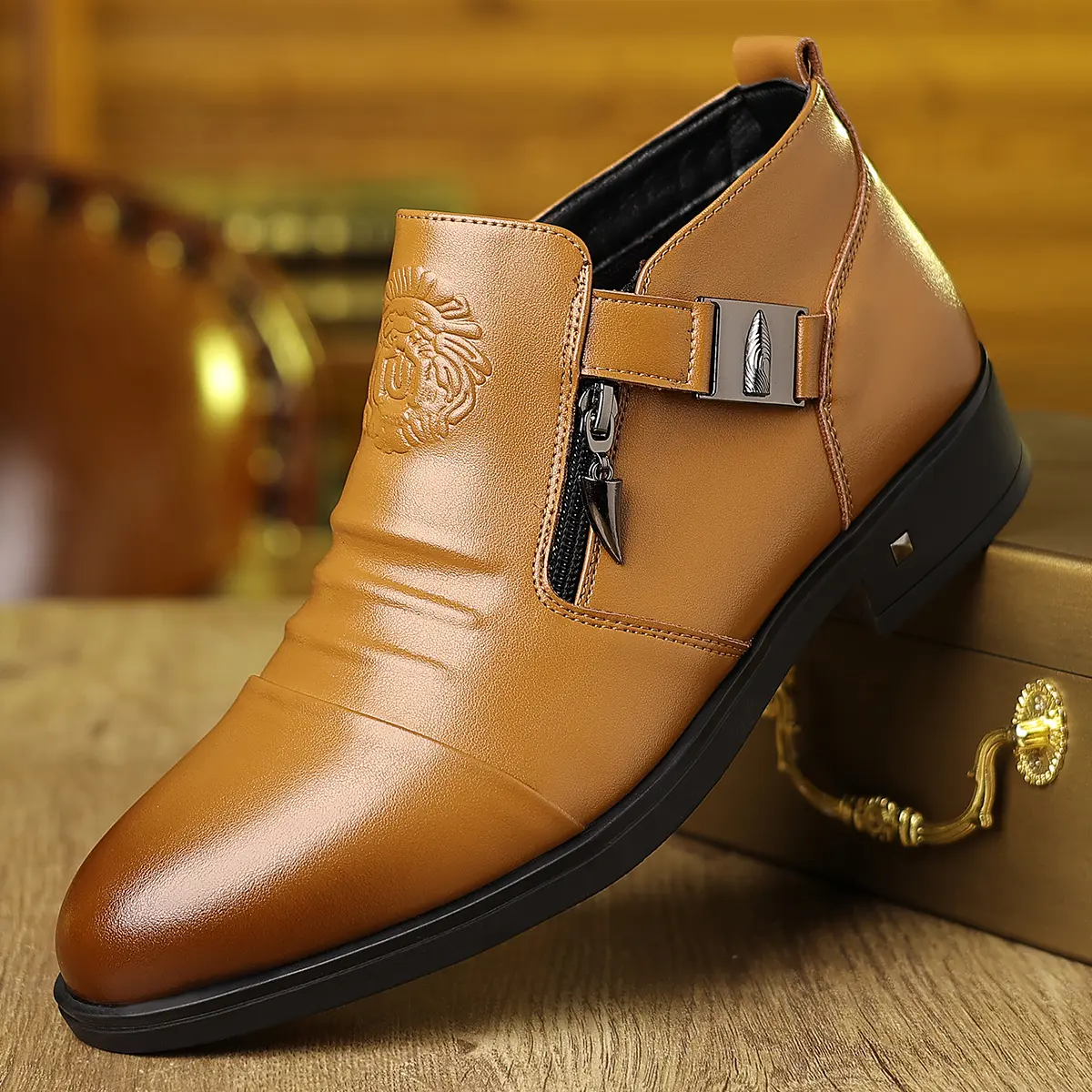 Men's dress shoes/casual shoes made of PU material, with embroidered  design, casual style, comfortable rubber sole, sizes US6.5-US13, suitable  for everyday wear