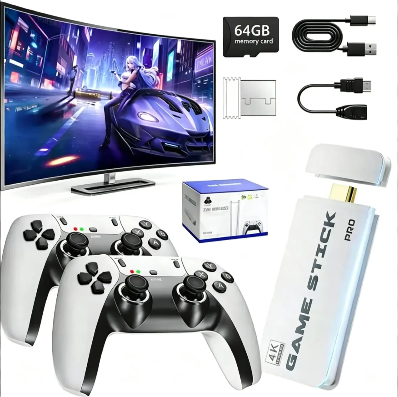2026 New Retro Game Console Stick, HDMI output, plug-and-play wireless controller. Compatible with TVs and monitors, handheld video game console, ideal for home gaming.