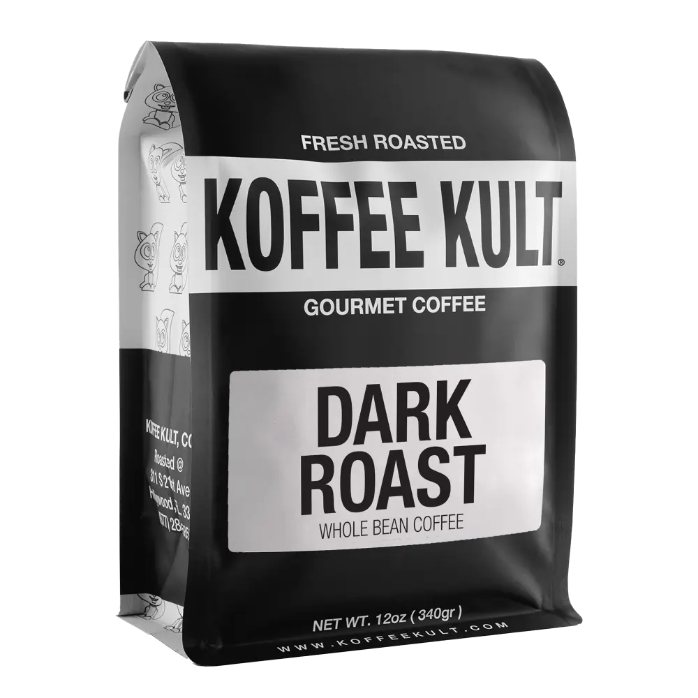 Koffee Kult Dark Roast Coffee Blend Whole Bean & Ground 12oz 32oz 80oz Arabica Beans with Chocolate Cinnamon Flavor Notes Gourmet - Artisan Roasted Beans